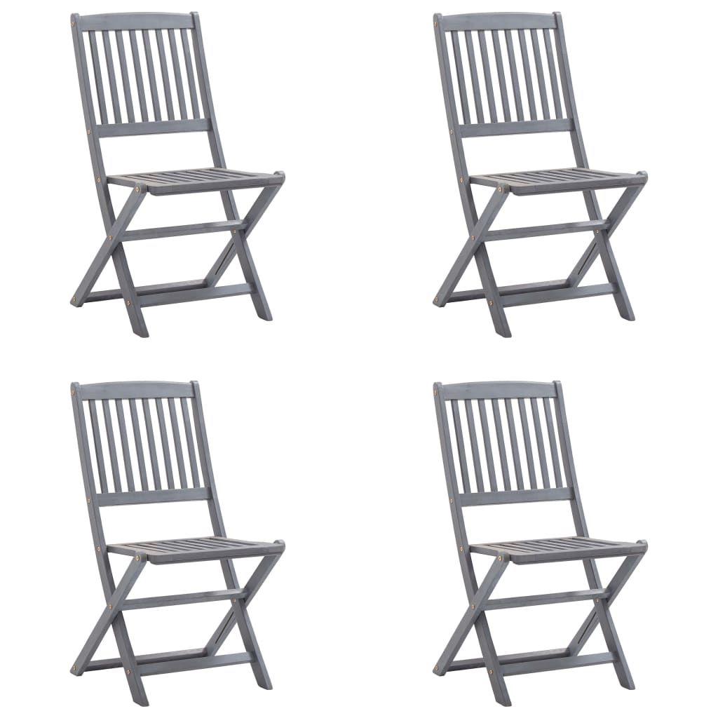 Outdoor Folding Chairs Set of 4 and Cushions Acacia Wood