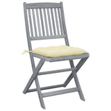 Outdoor Folding Chairs Set of 4 and Cushions Acacia Wood