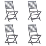 Outdoor Folding Chairs Set of 4 and Cushions Acacia Wood