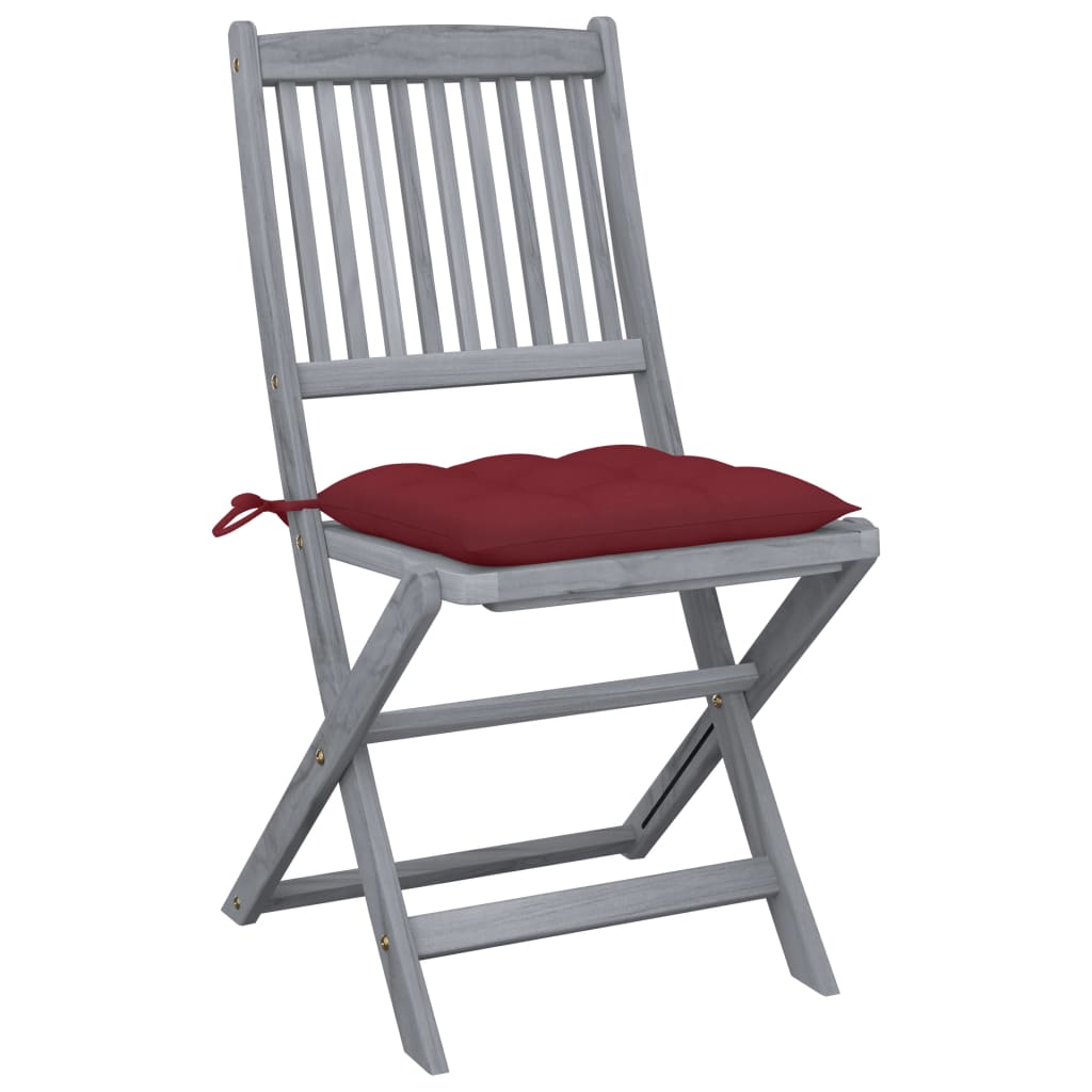 Outdoor Folding Chairs Set of 4 and Cushions Acacia Wood