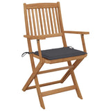 Chaises pliables de jardin lot de 2 avec coussins Bois d'acacia