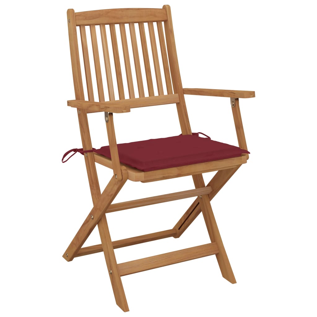 Chaises pliables de jardin lot de 2 avec coussins Bois d'acacia