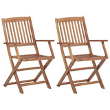 Chaises pliables de jardin lot de 2 avec coussins Bois d'acacia