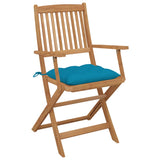 Chaises pliables de jardin lot de 2 avec coussins Bois d'acacia