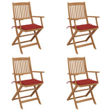 Chaises pliables de jardin lot de 4 avec coussins Bois d'acacia