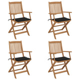 Chaises pliables de jardin lot de 4 avec coussins Bois d'acacia