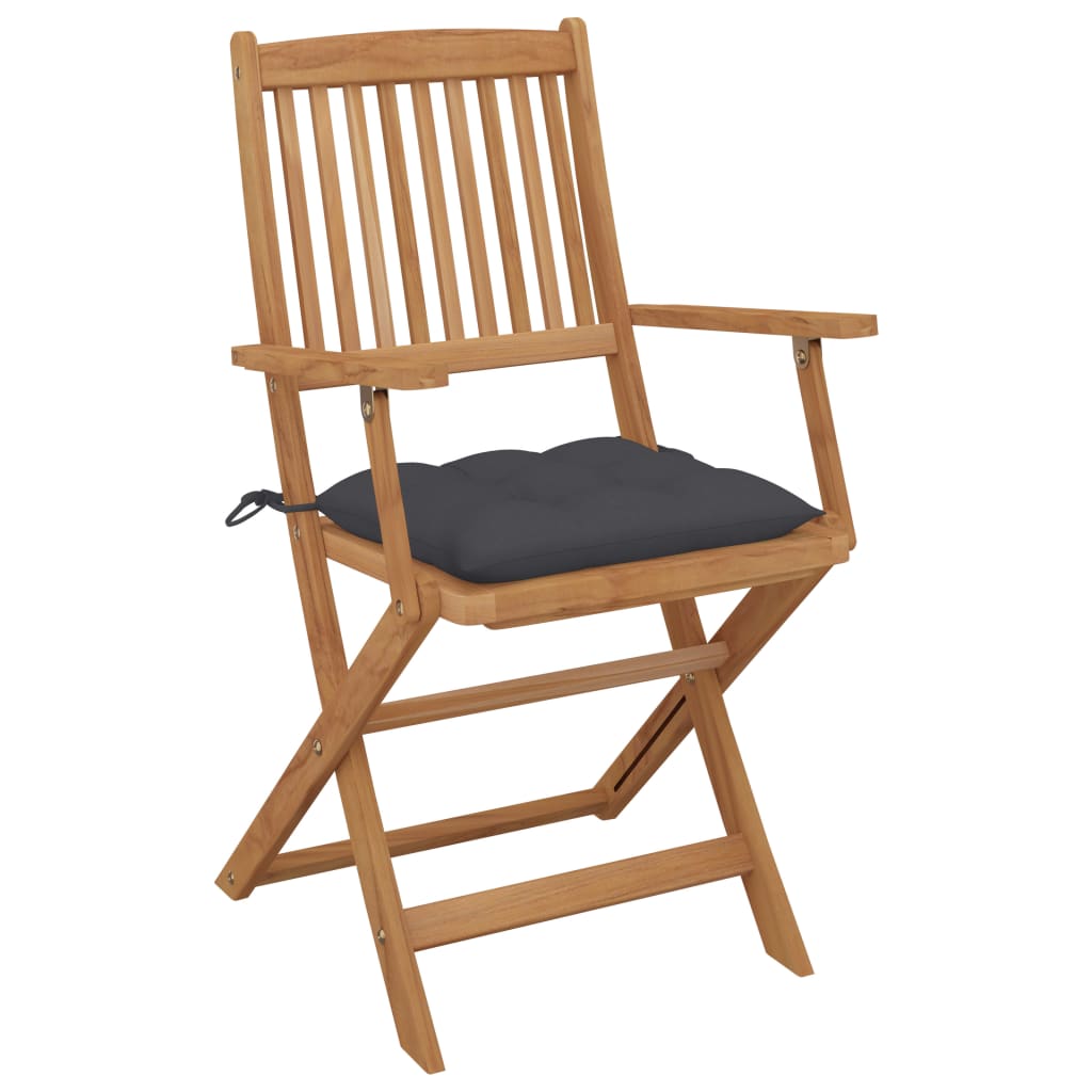 Chaises pliables de jardin lot de 4 avec coussins Bois d'acacia