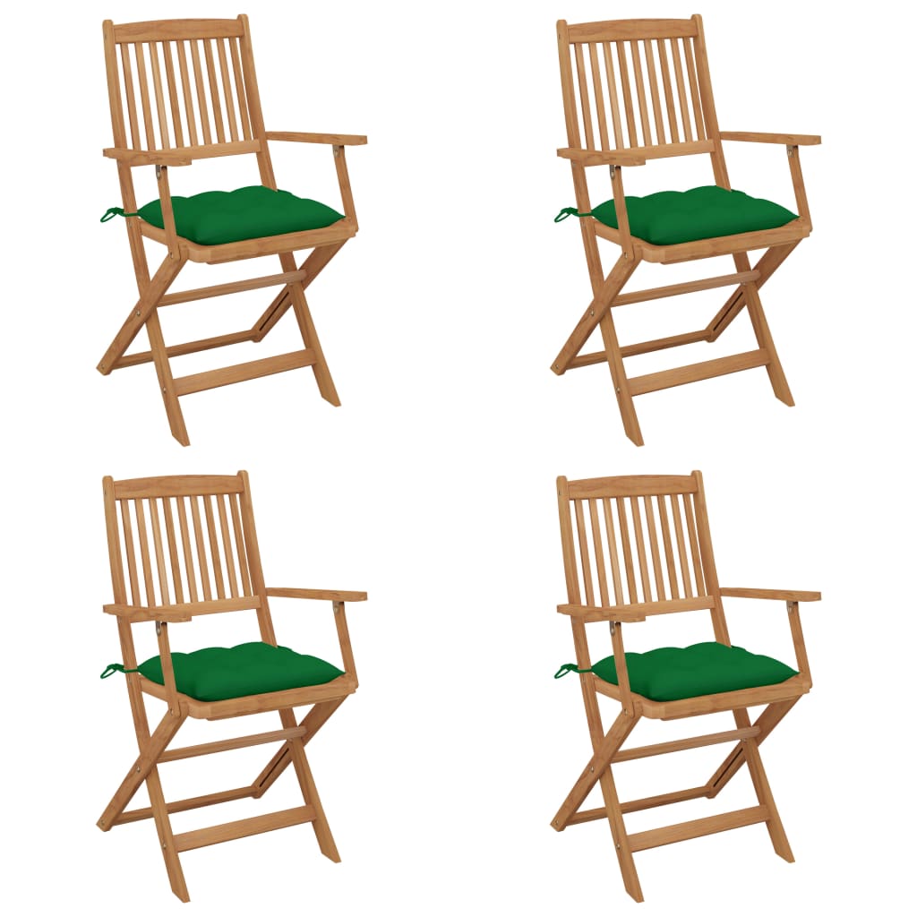 Chaises pliables de jardin lot de 4 avec coussins Bois d'acacia