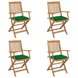 Chaises pliables de jardin lot de 4 avec coussins Bois d'acacia