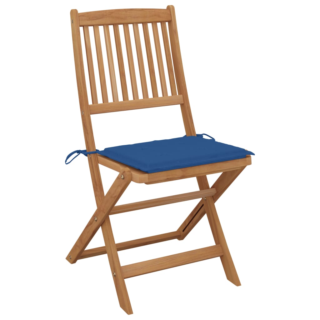 Chaises pliables de jardin lot de 2 avec coussins Bois d'acacia