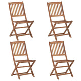 Chaises pliables de jardin lot de 4 avec coussins Bois d'acacia