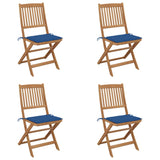 Chaises pliables de jardin lot de 4 avec coussins Bois d'acacia