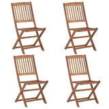 Folding Garden Chairs Set of 4 with Cushions Acacia Wood