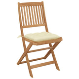 Folding Garden Chairs Set of 4 with Cushions Acacia Wood