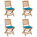 Folding Garden Chairs Set of 4 with Cushions Acacia Wood