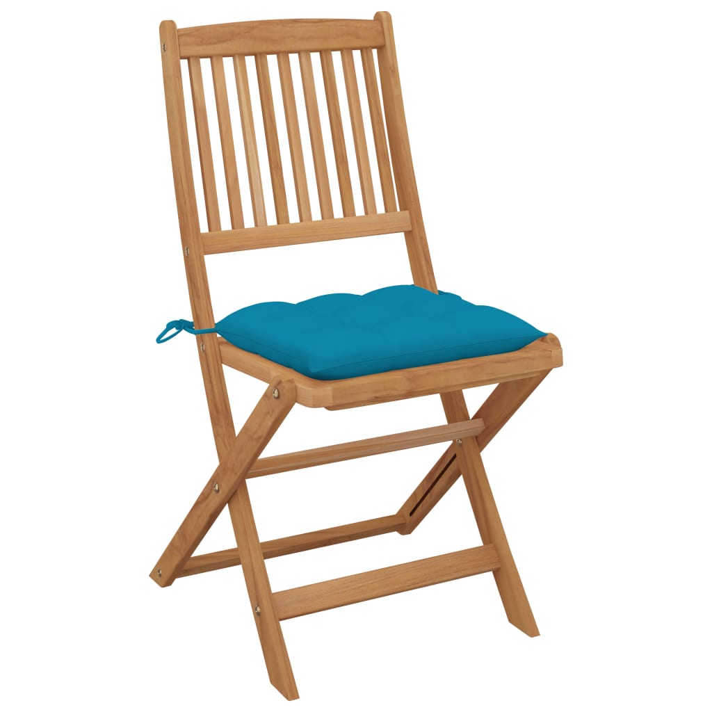 Folding Garden Chairs Set of 4 with Cushions Acacia Wood