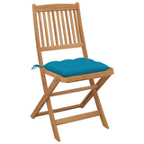 Folding Garden Chairs Set of 4 with Cushions Acacia Wood