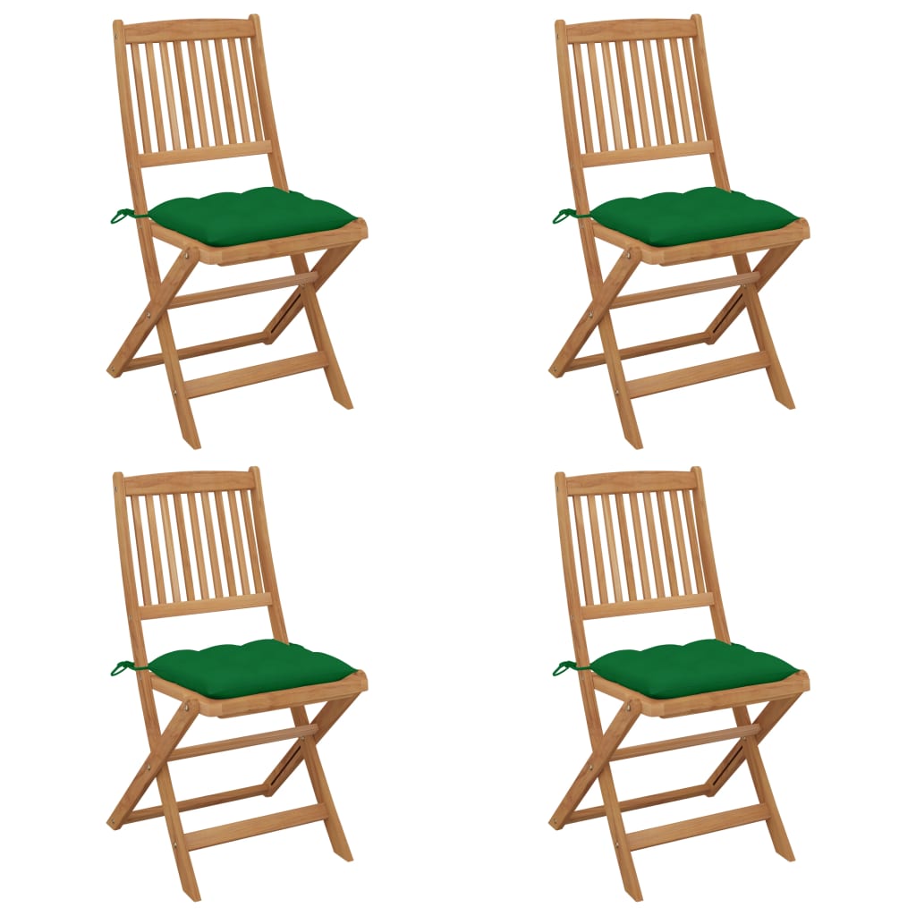 Chaises pliables de jardin lot de 4 avec coussins Bois d'acacia