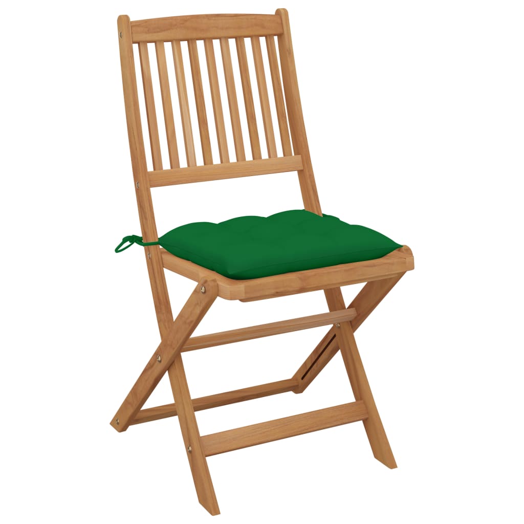 Chaises pliables de jardin lot de 4 avec coussins Bois d'acacia