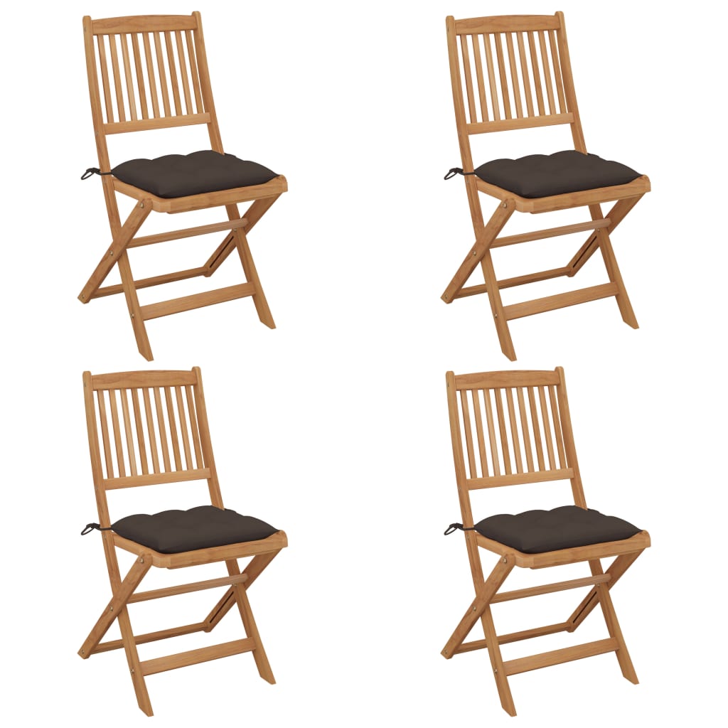 Chaises pliables de jardin lot de 4 avec coussins Bois d'acacia