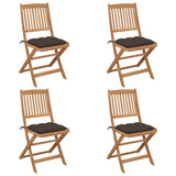 Chaises pliables de jardin lot de 4 avec coussins Bois d'acacia