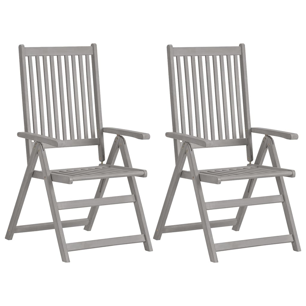 Chaises inclinables de jardin lot de 2 et coussins Bois acacia