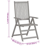 Chaises inclinables de jardin lot de 2 et coussins Bois acacia