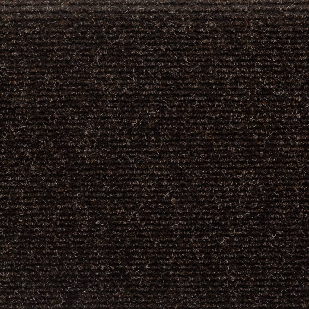 Tapis d'escalier 15 pcs Tissu aiguilleté 65x21x4 cm Marron