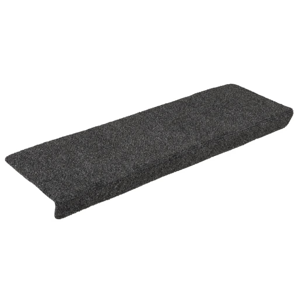 Tapis d'escalier 15 pcs tissu aiguilleté 65x21x4 cm anthracite