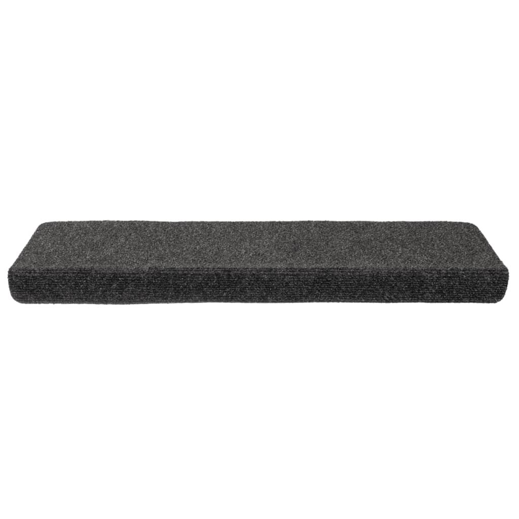 Tapis d'escalier 15 pcs tissu aiguilleté 65x21x4 cm anthracite