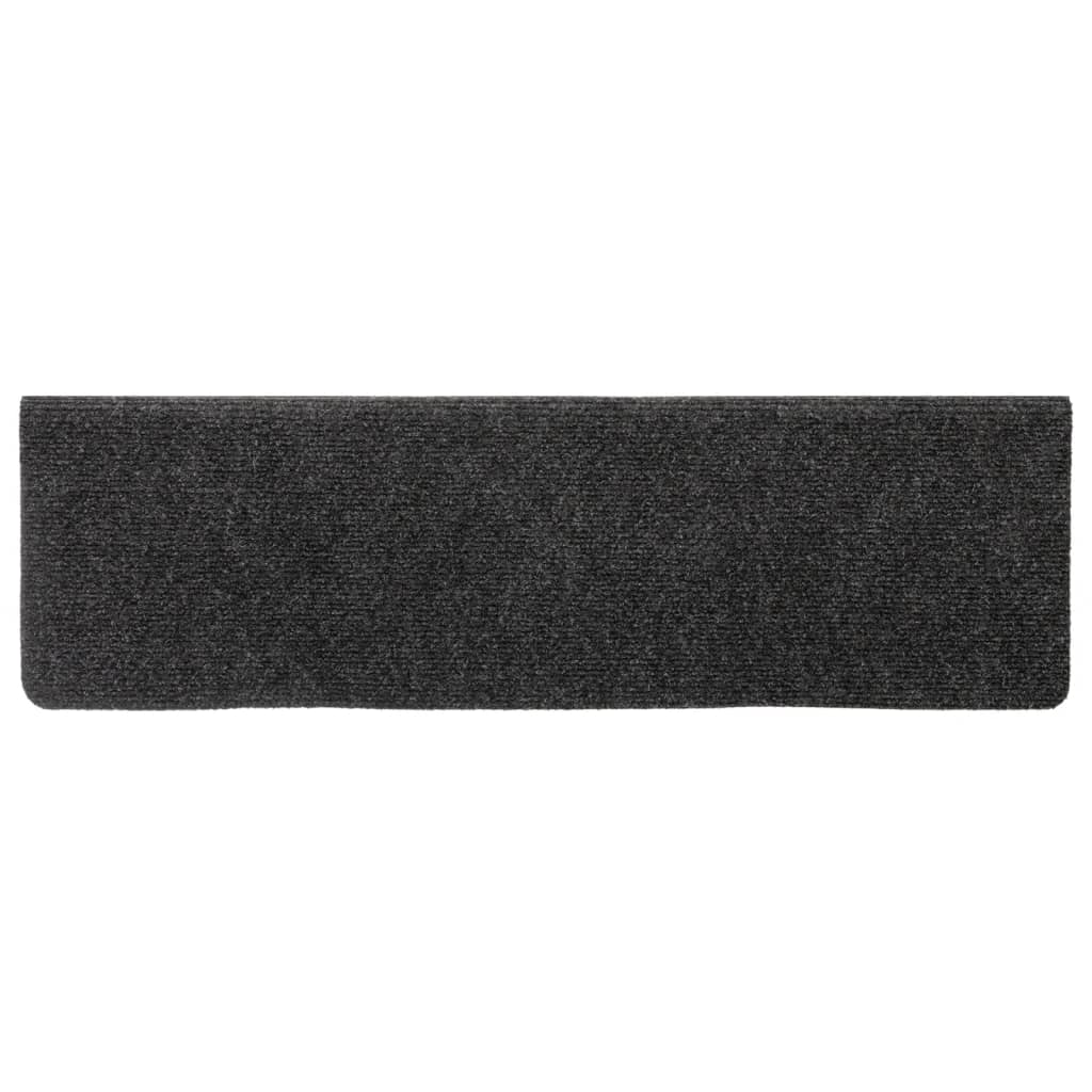 Tapis d'escalier 15 pcs tissu aiguilleté 65x21x4 cm anthracite