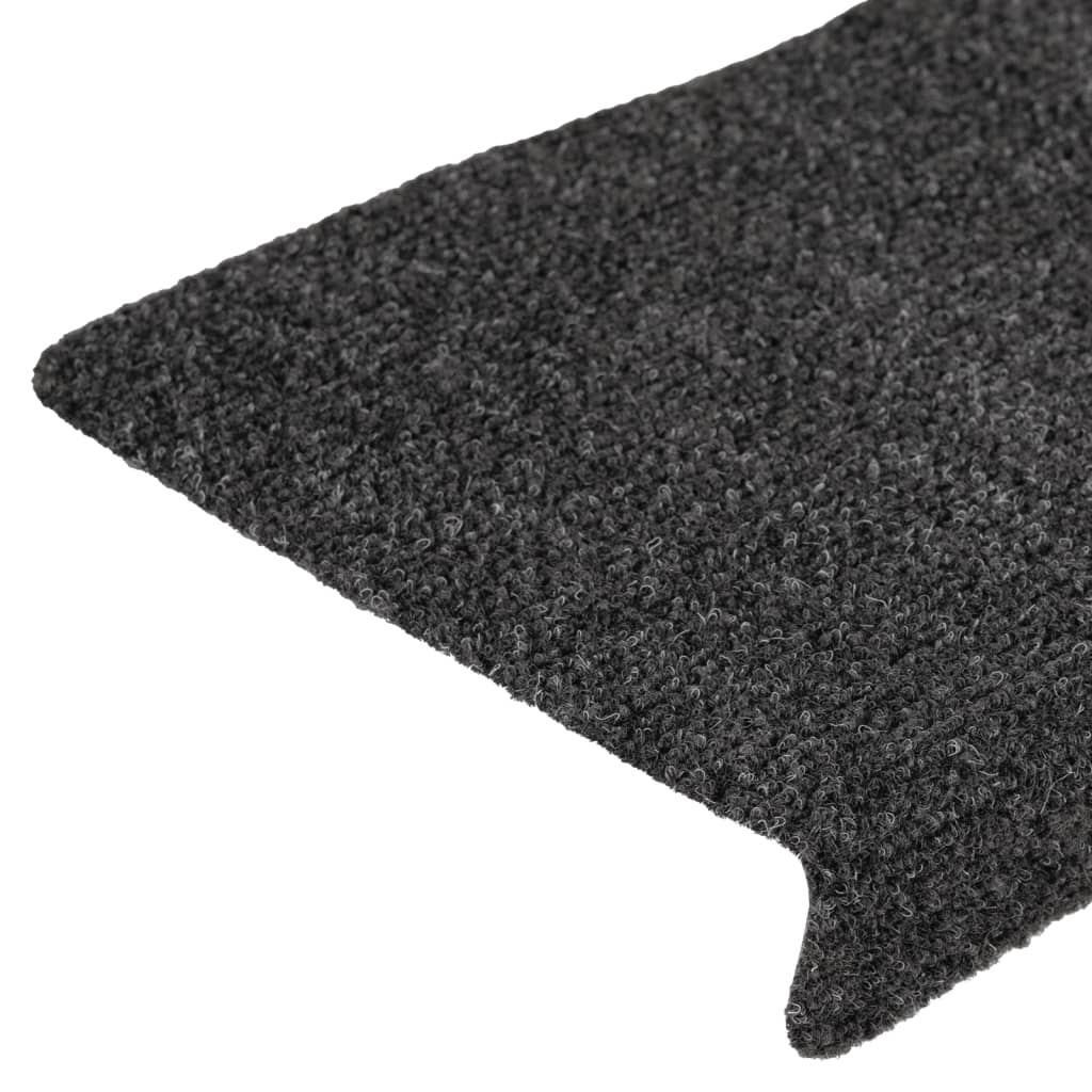 Tapis d'escalier 15 pcs tissu aiguilleté 65x21x4 cm anthracite