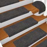 Tapis d'escalier 15 pcs tissu aiguilleté 65x21x4 cm anthracite