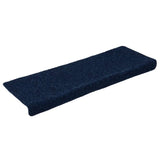 Tapis d'escalier 15 pcs Tissu aiguilleté 65x21x4 cm Bleu