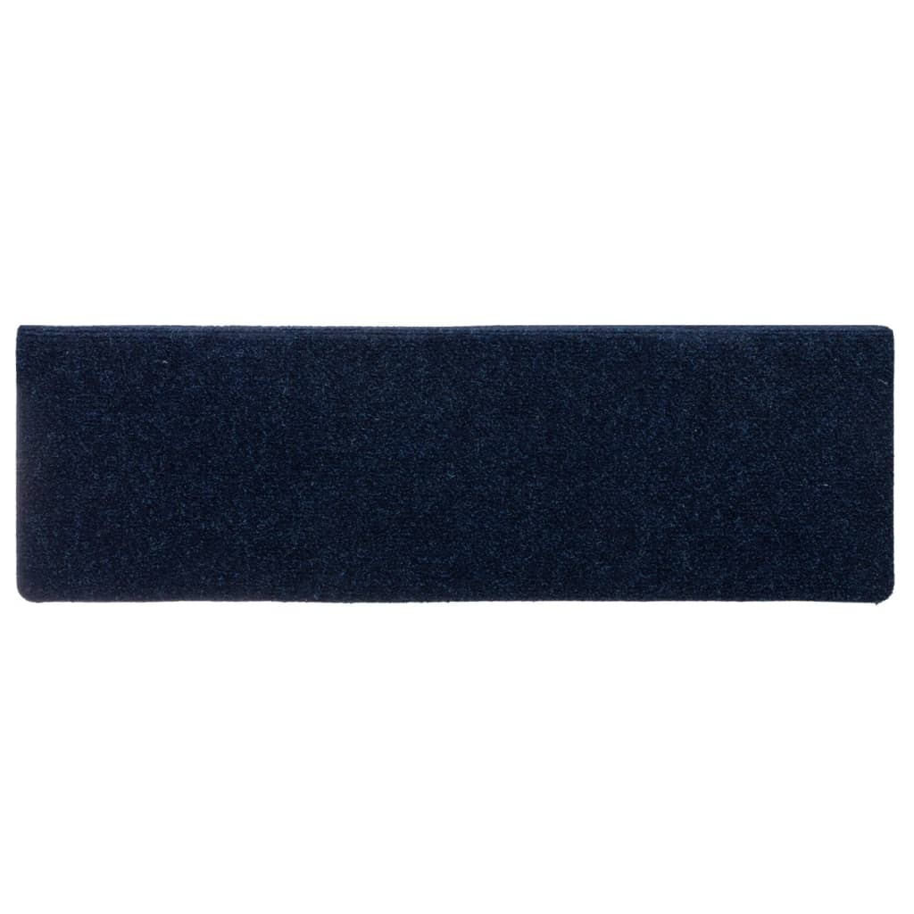 Tapis d'escalier 15 pcs Tissu aiguilleté 65x21x4 cm Bleu