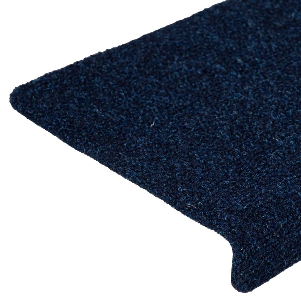 Tapis d'escalier 15 pcs Tissu aiguilleté 65x21x4 cm Bleu