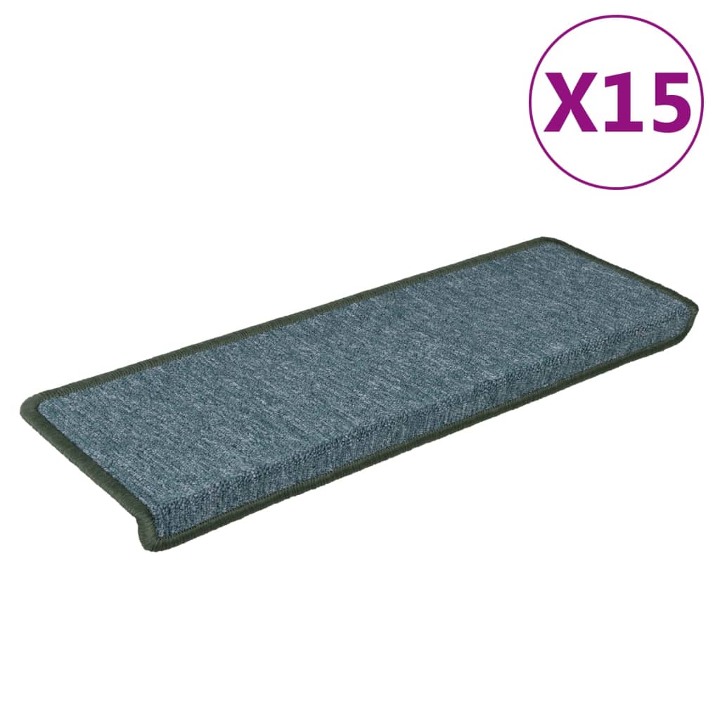 Tapis d'escalier 15 pcs 65x21x4 cm Vert