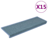 Tapis d'escalier 15 pcs 65x21x4 cm Bleu