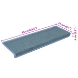 Tapis d'escalier 15 pcs 65x21x4 cm Bleu