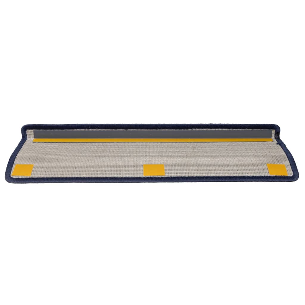 Tapis d'escalier 15 pcs 65x21x4 cm Gris et bleu