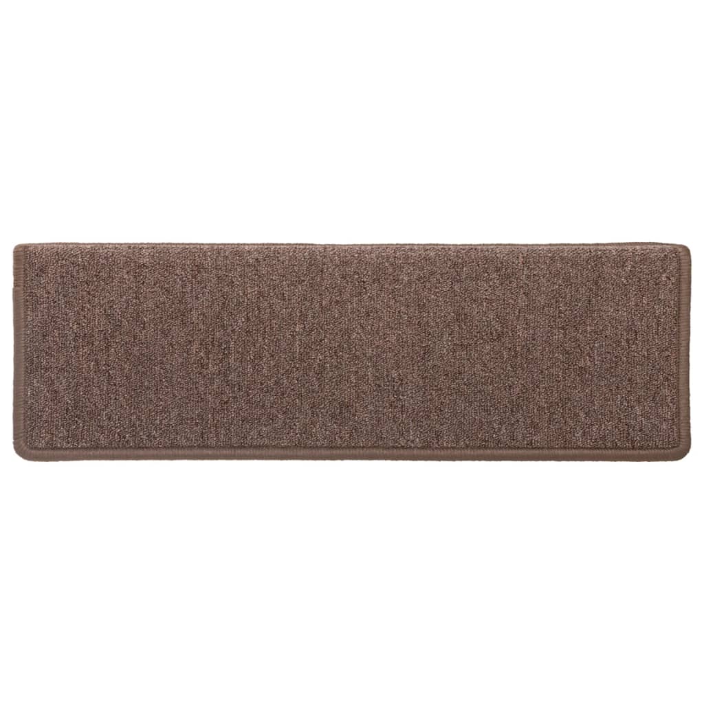 Tapis d'escalier 15 pcs 65x21x4 cm Marron