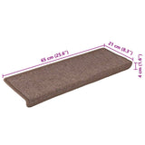 Tapis d'escalier 15 pcs 65x21x4 cm Marron