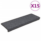 Tapis d'escalier 15 pcs 65x21x4 cm Gris et noir