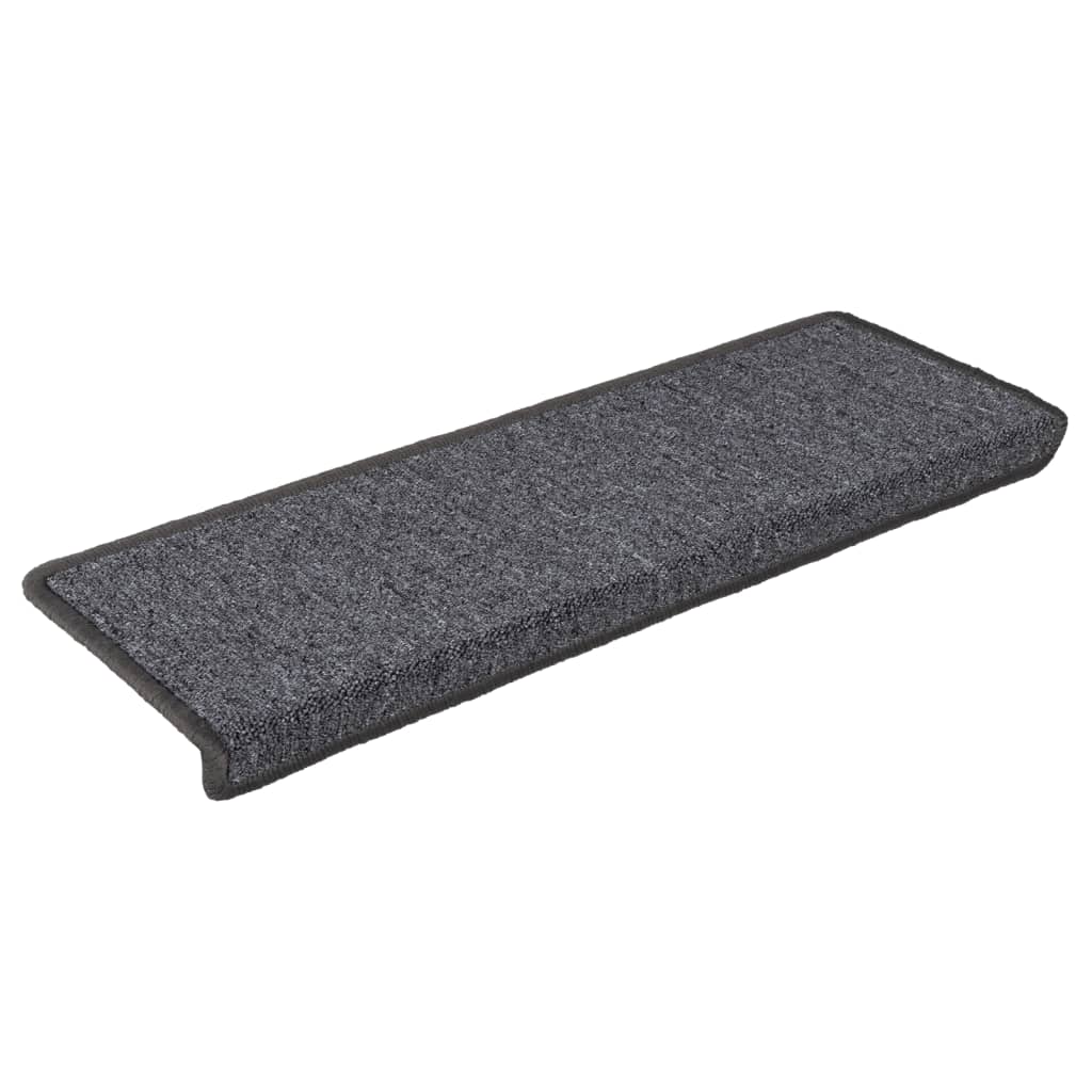 Tapis d'escalier 15 pcs 65x21x4 cm Gris et noir