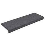 Tapis d'escalier 15 pcs 65x21x4 cm Gris et noir