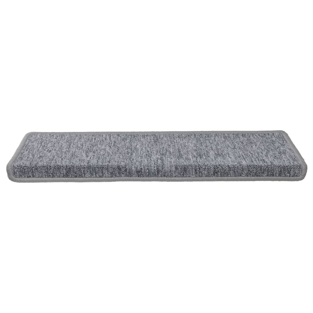 Tapis d'escalier 15 pcs 65x21x4 cm Blanc et gris