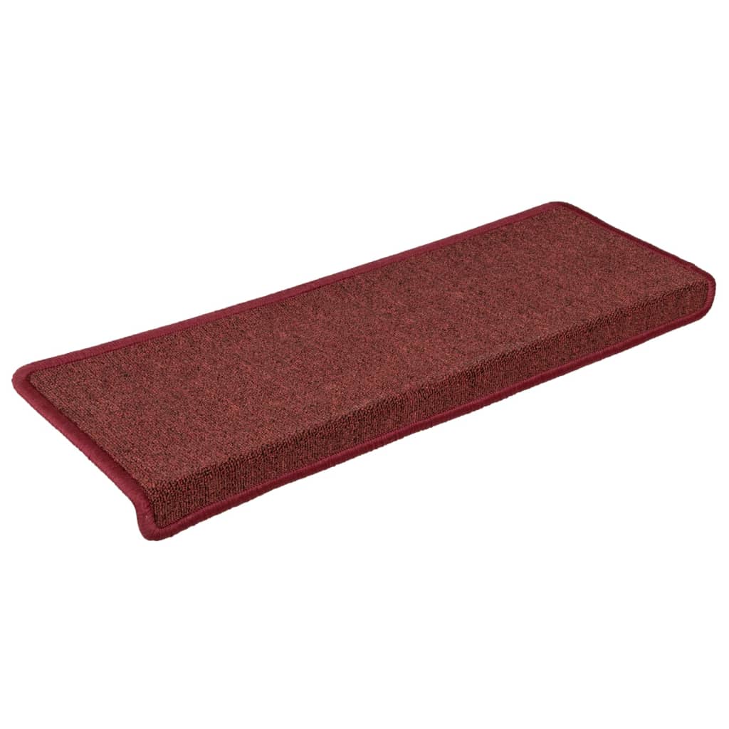 Tapis d'escalier 15 pcs 65x21x4 cm Rouge mat