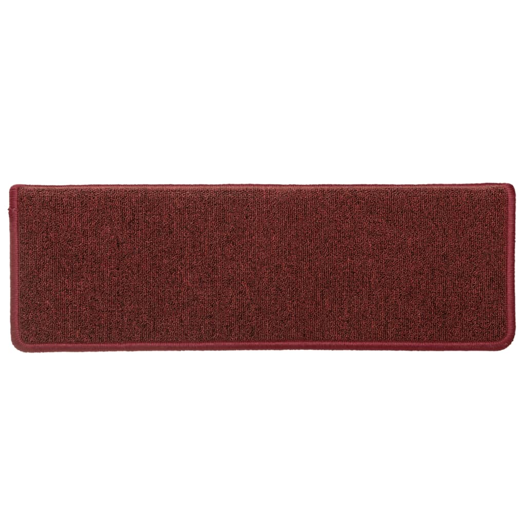 Tapis d'escalier 15 pcs 65x21x4 cm Rouge mat