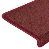 Tapis d'escalier 15 pcs 65x21x4 cm Rouge mat