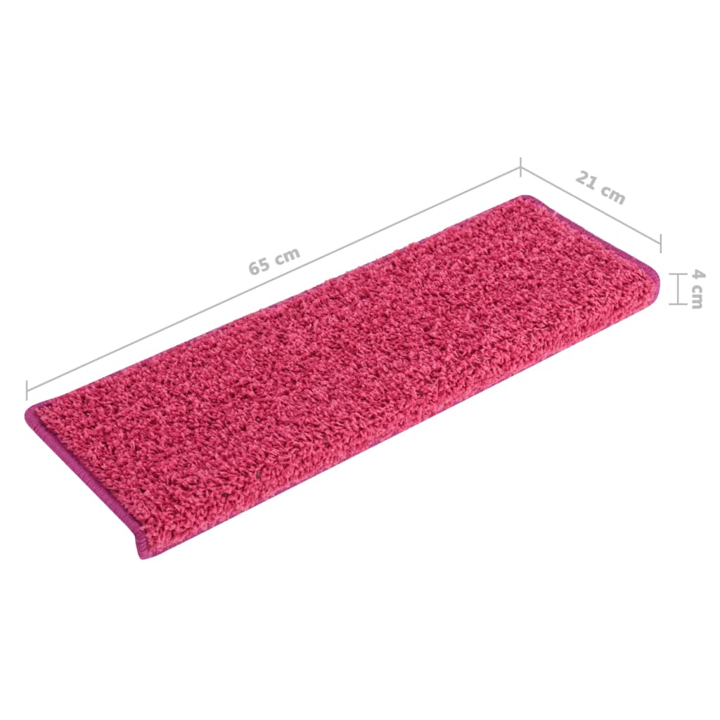 Tapis d'escalier 15 pcs 65x21x4 cm Rose